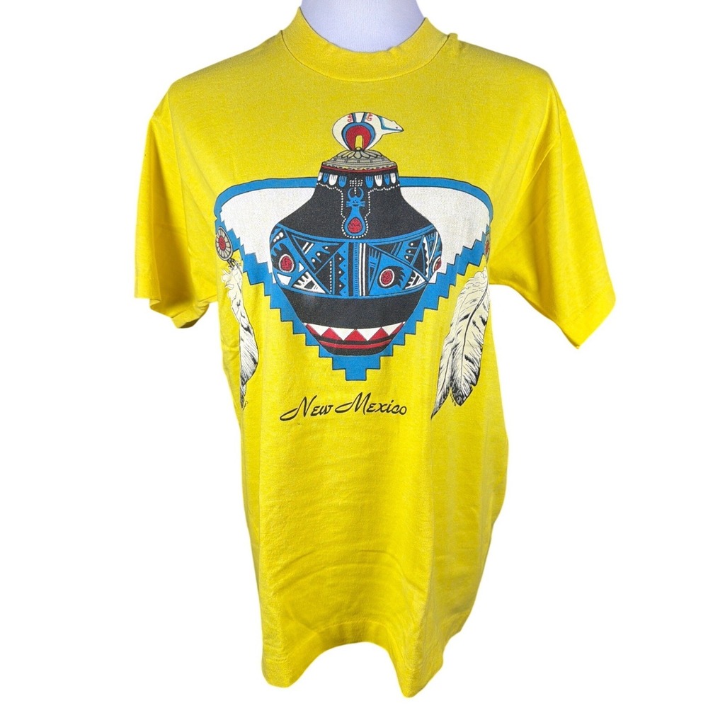 Vintage 90s Best Fruit of the Loom New Mexico T Shirt Yellow Graphic L USA Made